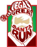 santa shaped logo with the text 'the las vegas great santa run