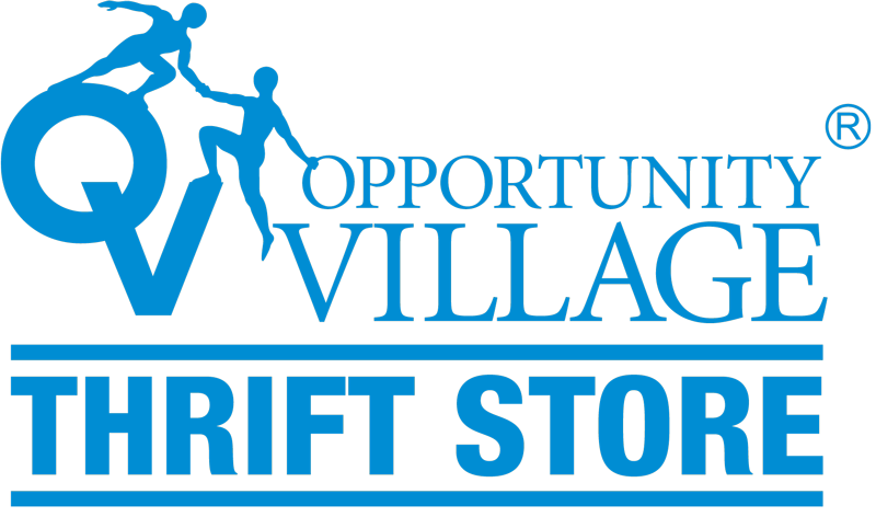 Opportunity Village Thrift Store logo in blue.