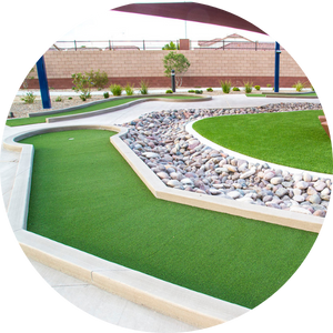Mini golf course at an accessible playground for adults in Las Vegas.