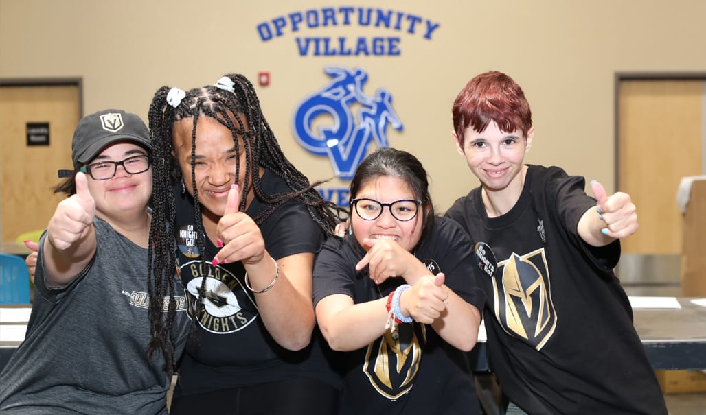 Group of people at an event at Opportunity Village.