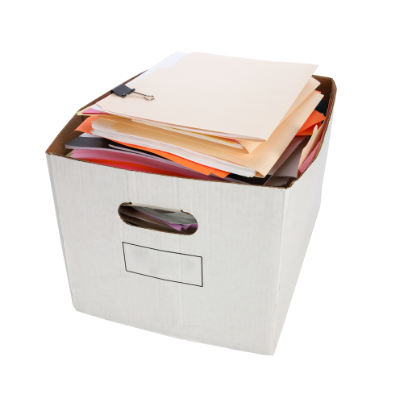 Box of documents for shredding.