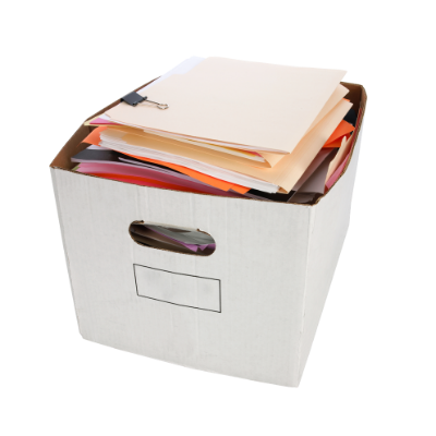 how-much-does-it-cost-to-shred-documents-box Box of documents for shredding.