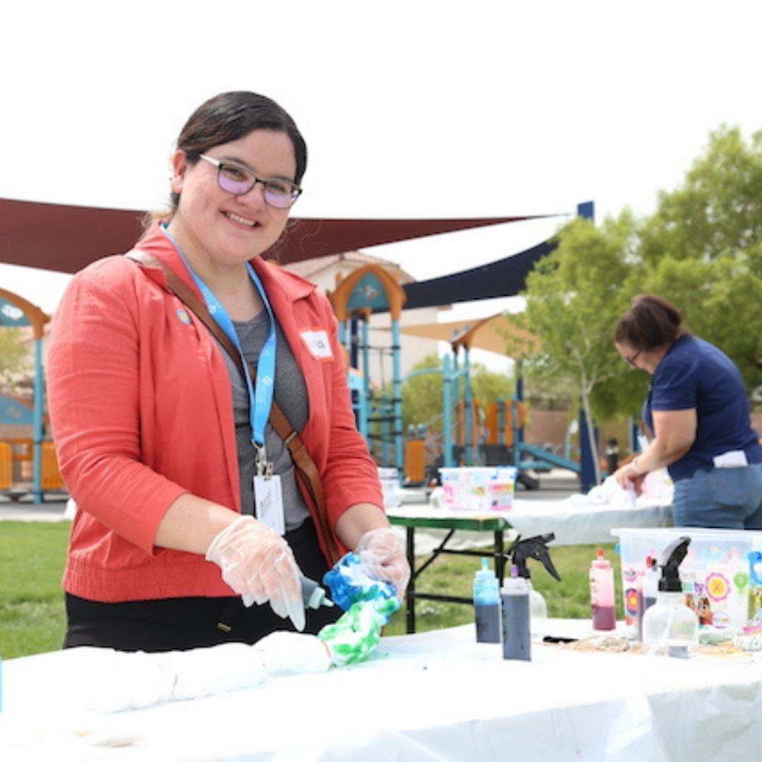 Woman volunteering at Opportunity Village in Las Vegas.