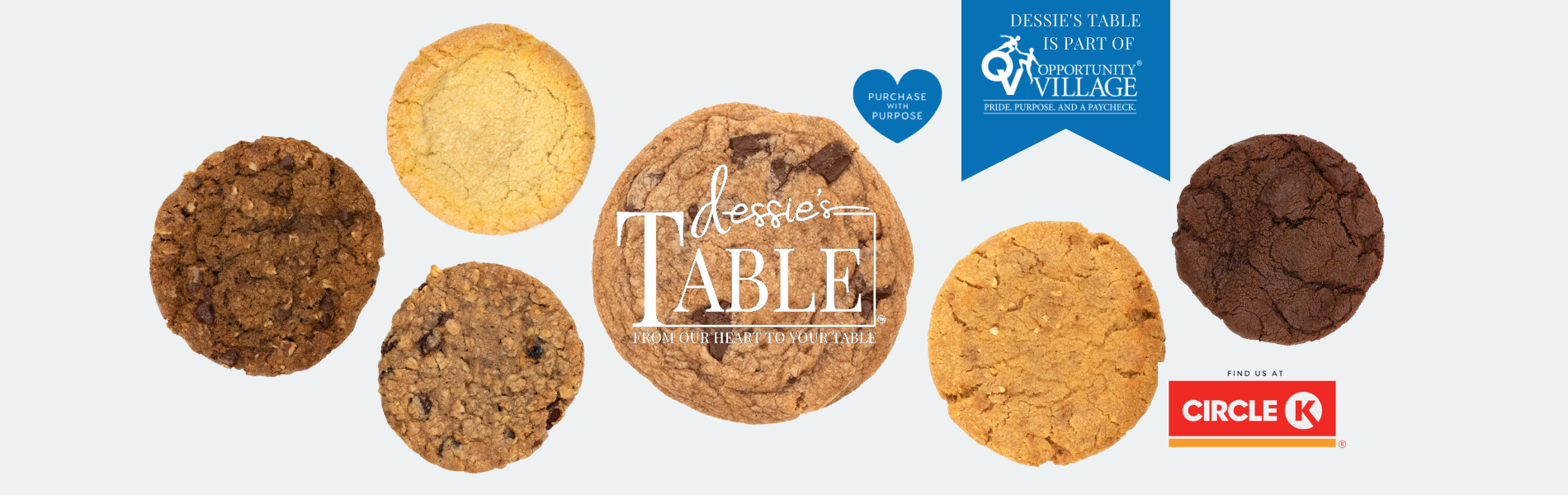 Dessie's Table wholesale cookies logo with cookies in the background.