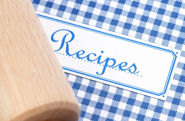 Recipe book and rolling pin