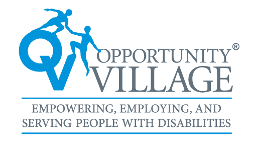 Opportunity Village logo with text 'empowering, employing and serving people with disabilities'.