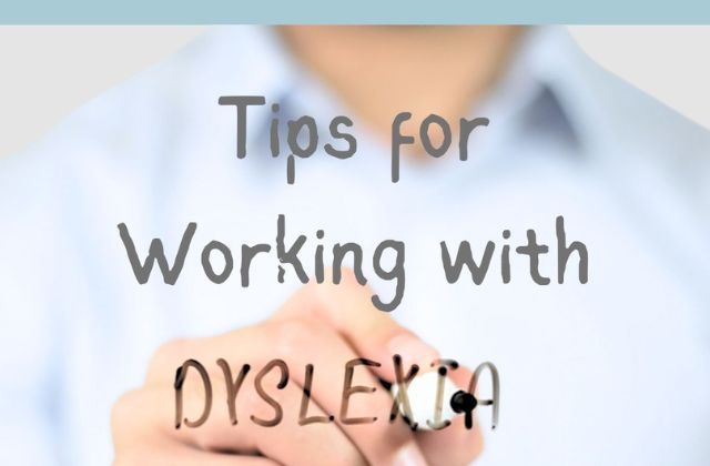 person holding marker to glass and writing the word 'tips for working with dyslexia'