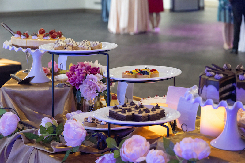 catered trays of deserts at an event venue