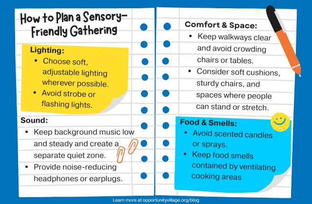 infographic explaining how to plan a sensory-friendly gathering