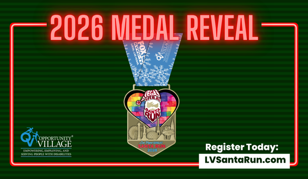 The 2026 Las Vegas Great Santa Run 5k Finisher's Medal.